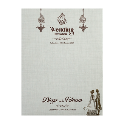 Grey Gold Foil Couple Arch Wedding Card-KNK7081G