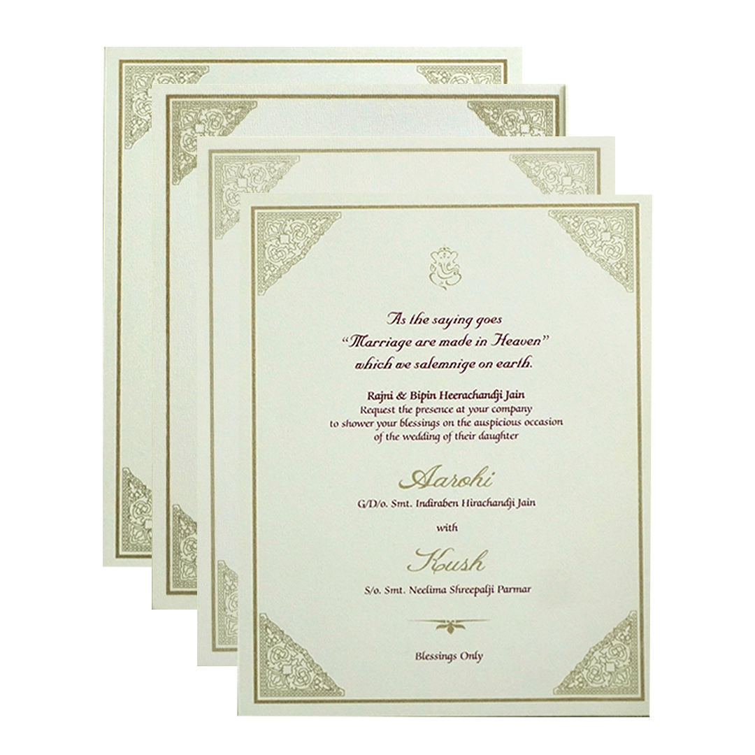 Light Yellow Embossed Wedding Card-KPR09790