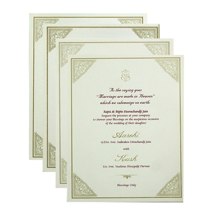 Light Yellow Embossed Wedding Card-KPR09790