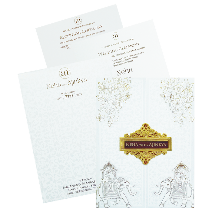 White Door Nameplate Box Marriage Invitation-King of Cards