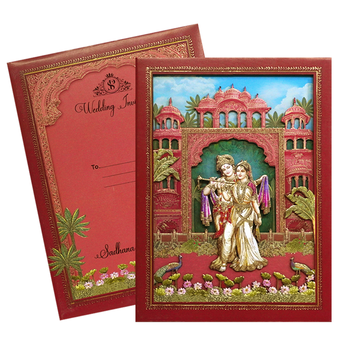 Red MDF Padded Invitation-King of Cards