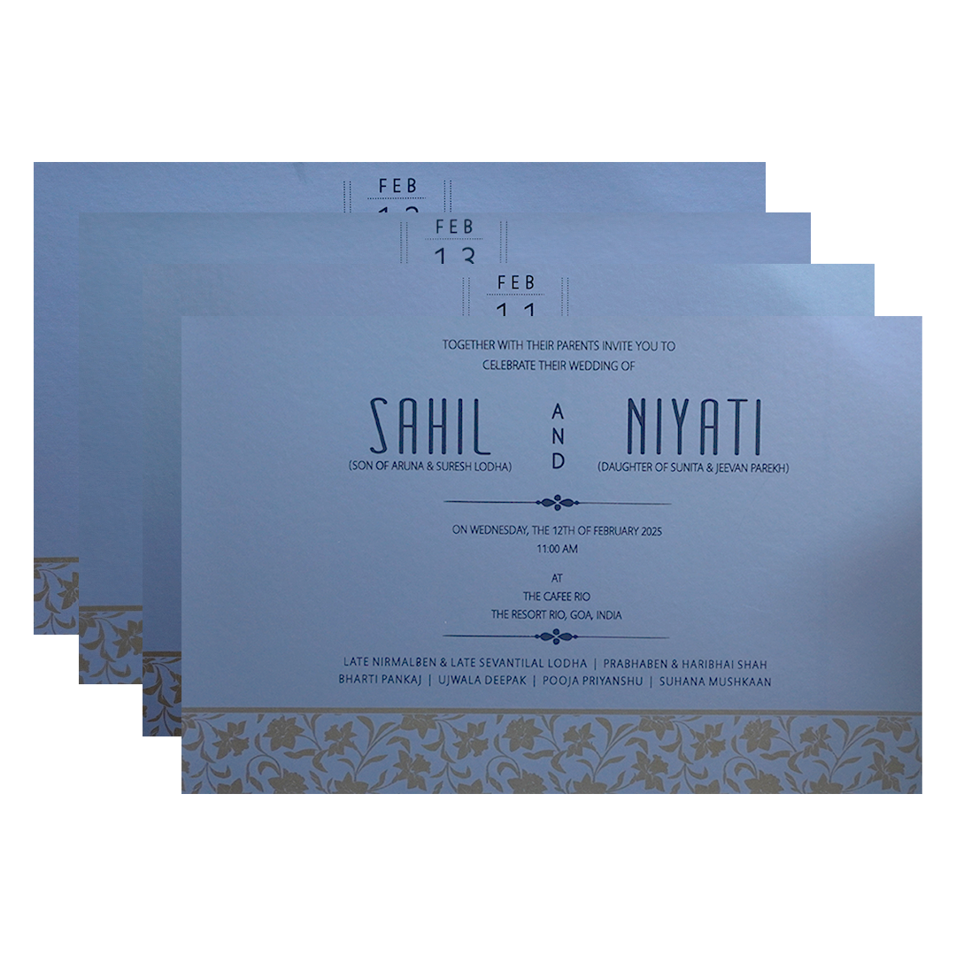 Light Blue Floral Marriage Invitation-KPR09600