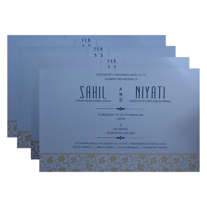 Light Blue Floral Marriage Invitation-KPR09600