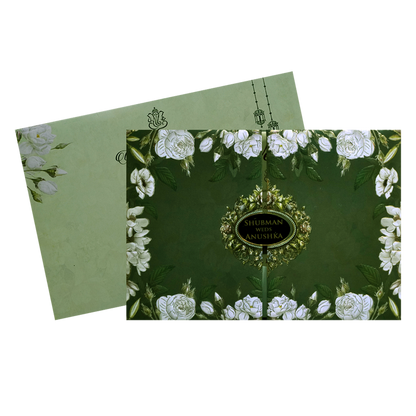 Dark Green Padded Marriage Invitation Card-King of Cards