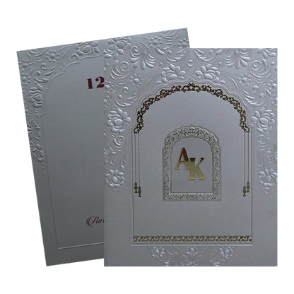 Grey Embossed Floral Wedding Card-King of Cards