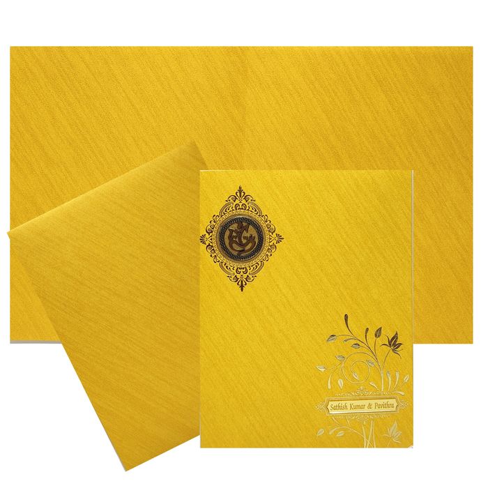 Golden Metallic Invitation Card With Name Plate-KNK50262-King of Cards