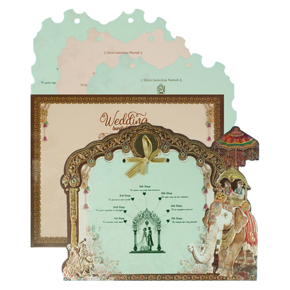 Check out Brown Doli Procession Elephant Wedding Card at best price. ✅WhatsApp Support ✅Express Delivery.|King of cards.