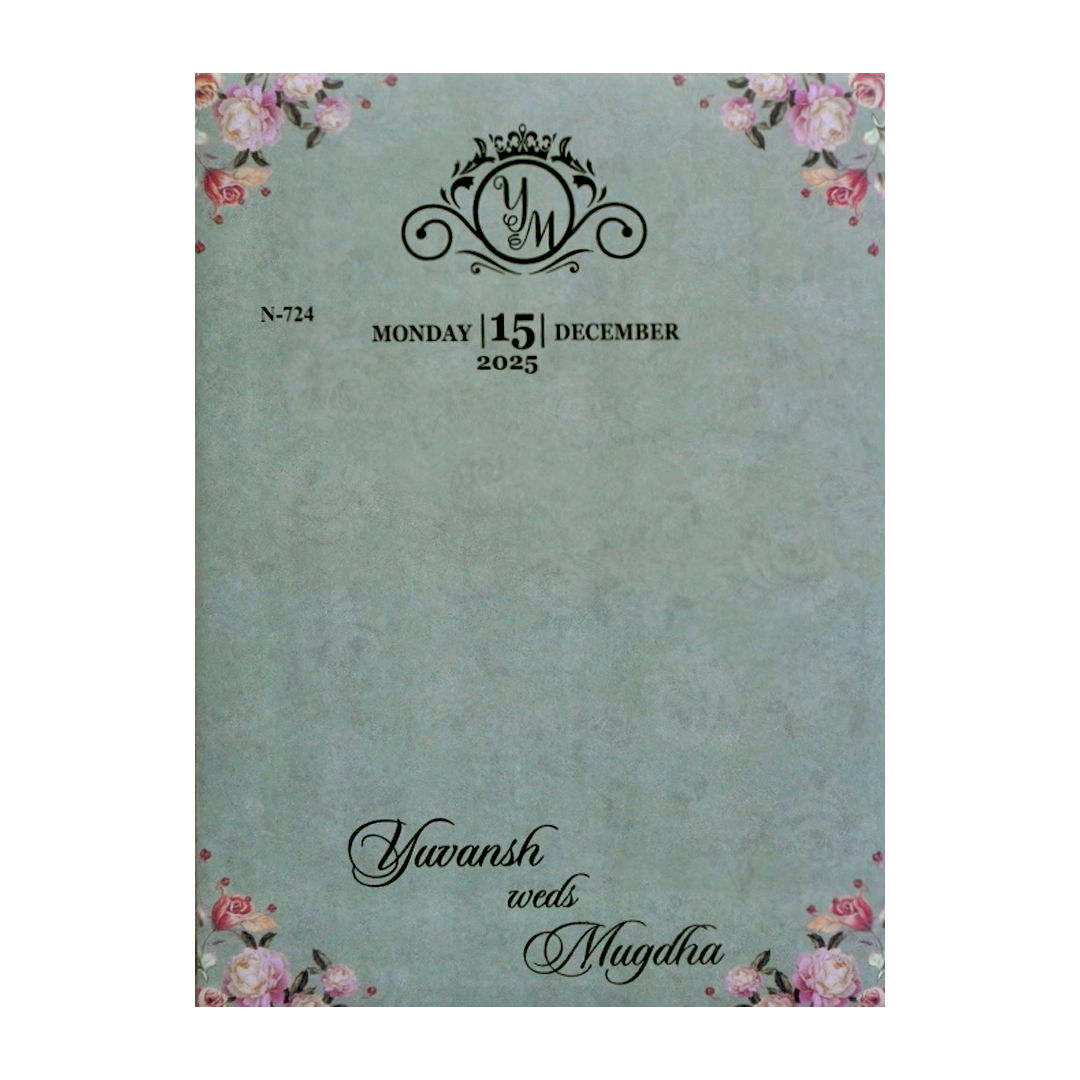 Glacial Green Floral Wedding Card-KVN07240
