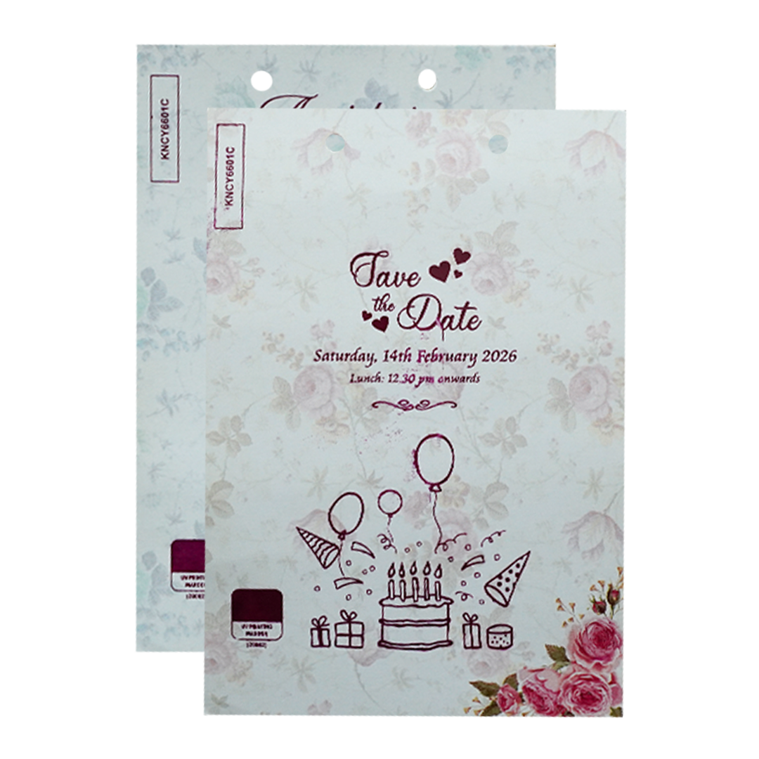 White Pink Floral Wedding Card-KNCY6601C