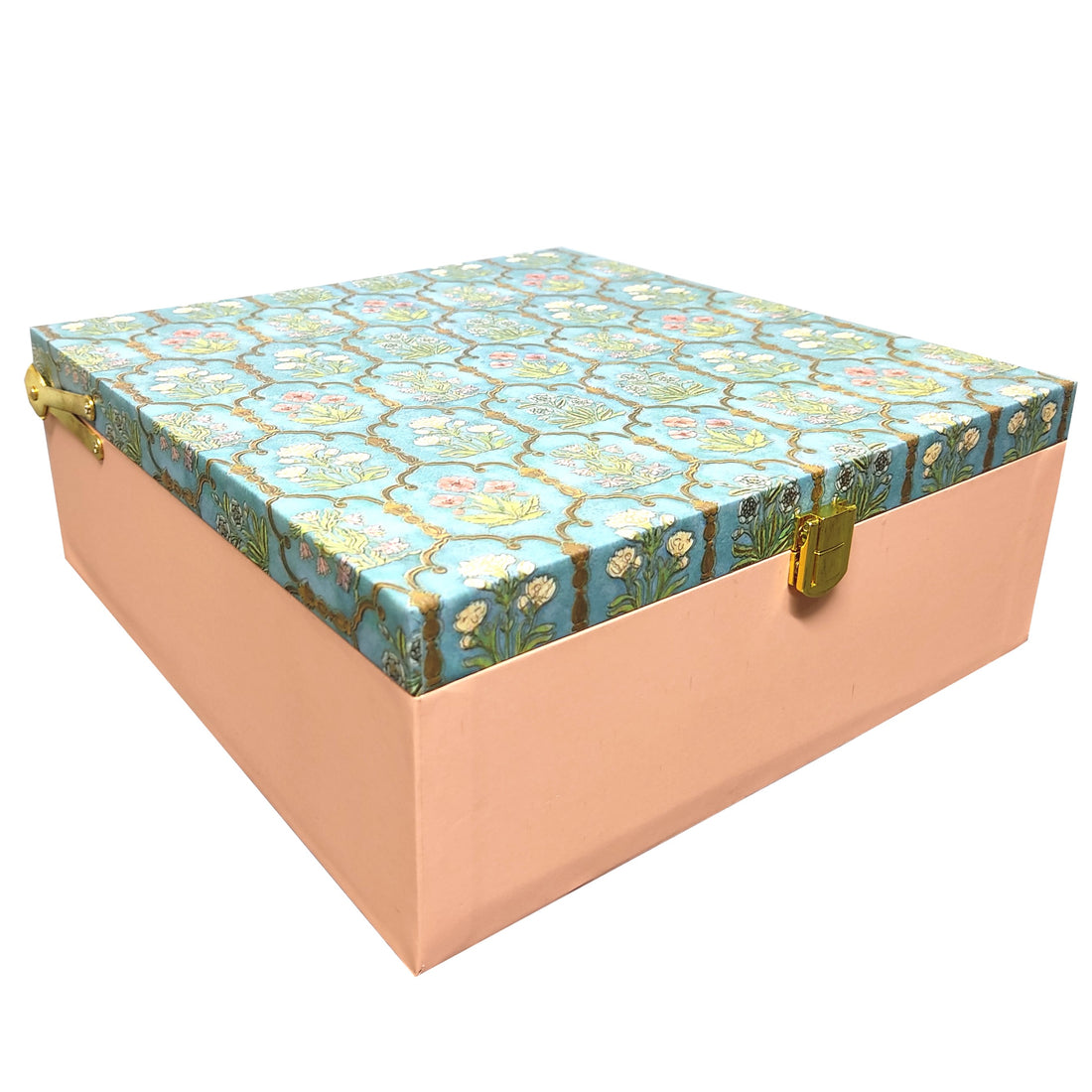 Green Floral Square Box Invitation-KBX0504