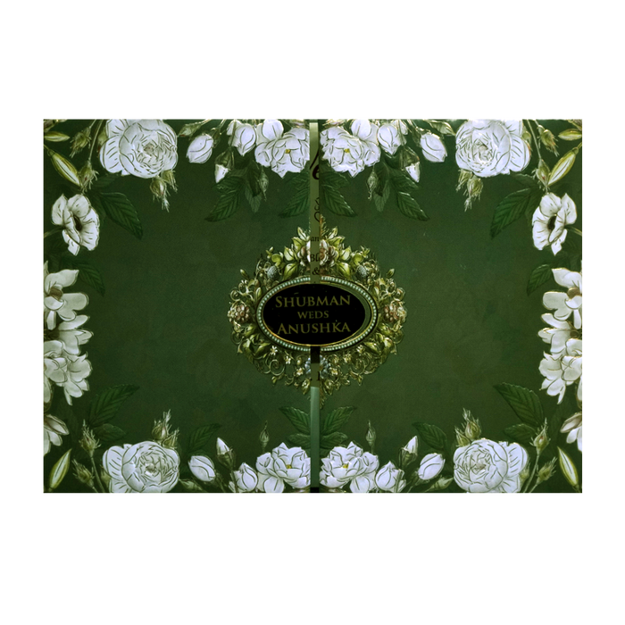 Dark Green Padded Marriage Invitation Card-King of Cards