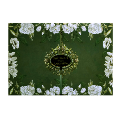 Dark Green Padded Marriage Invitation Card-King of Cards