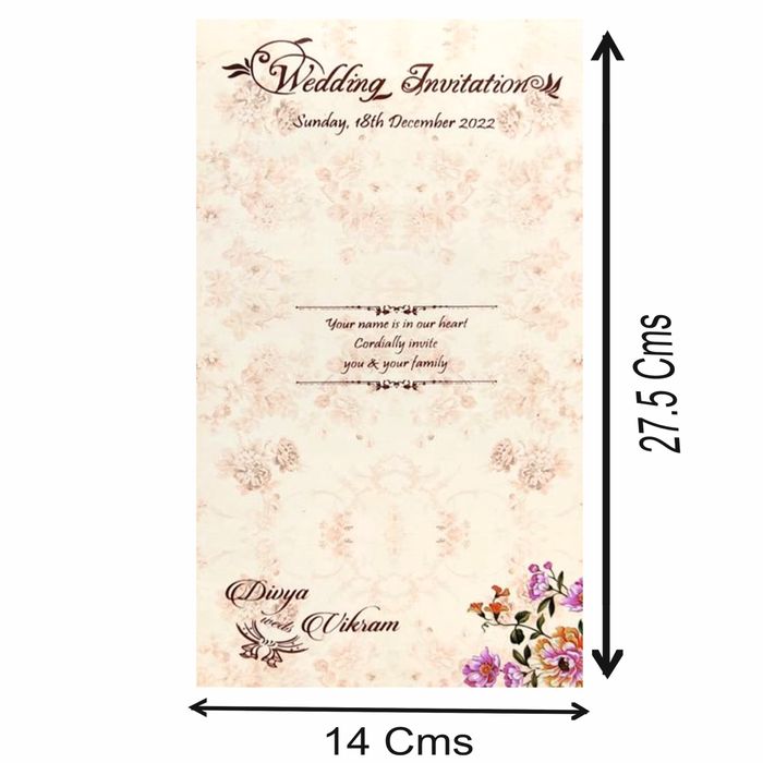 Pink Floral Laser Cut Panache Offset wedding Card-KNP7008P-King of Cards