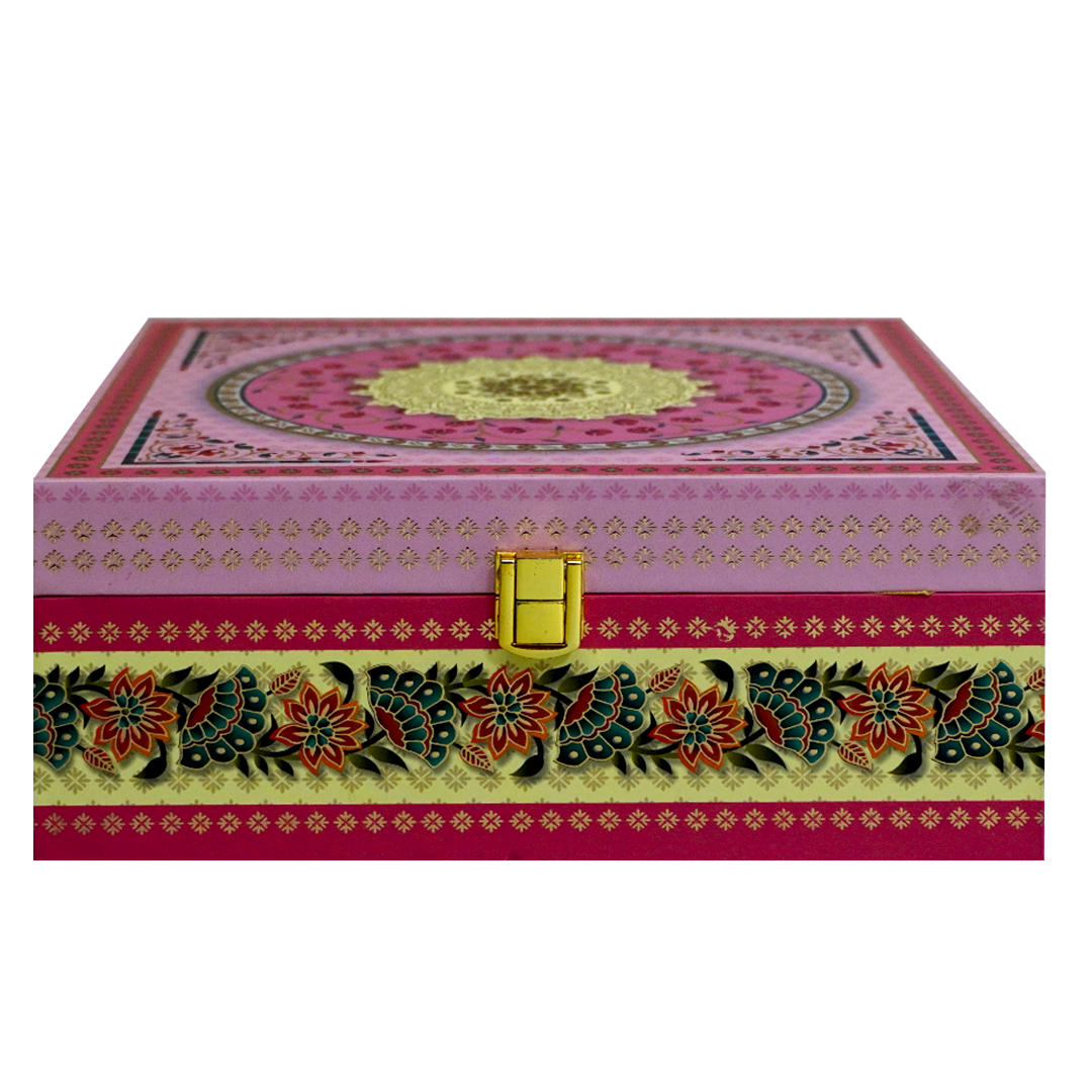 Pink Floral Mandala Box Wedding Invitation-King of Cards