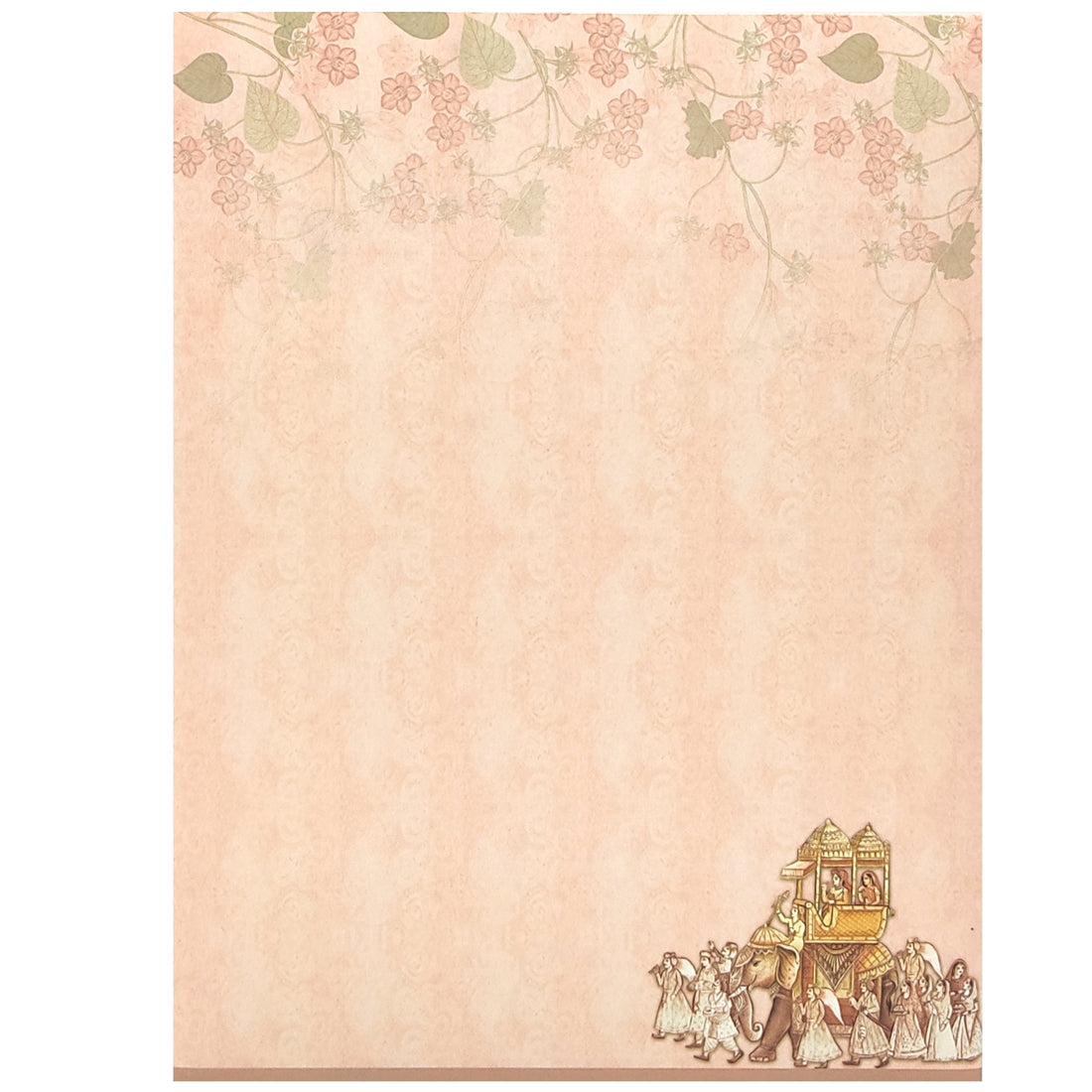 Pink Classic Floral Design With Elephant and Bride Groom Card-KNKC4054
