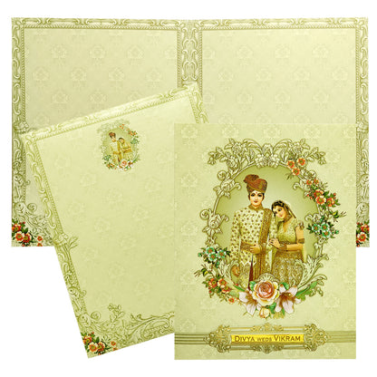 Green Bride Groom Invitation Card-KNKN6308