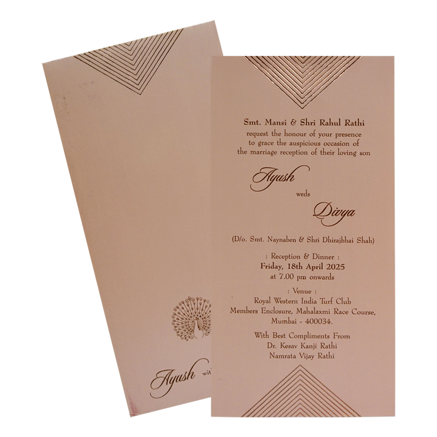 Peach Peacock Single Card-King of Cards