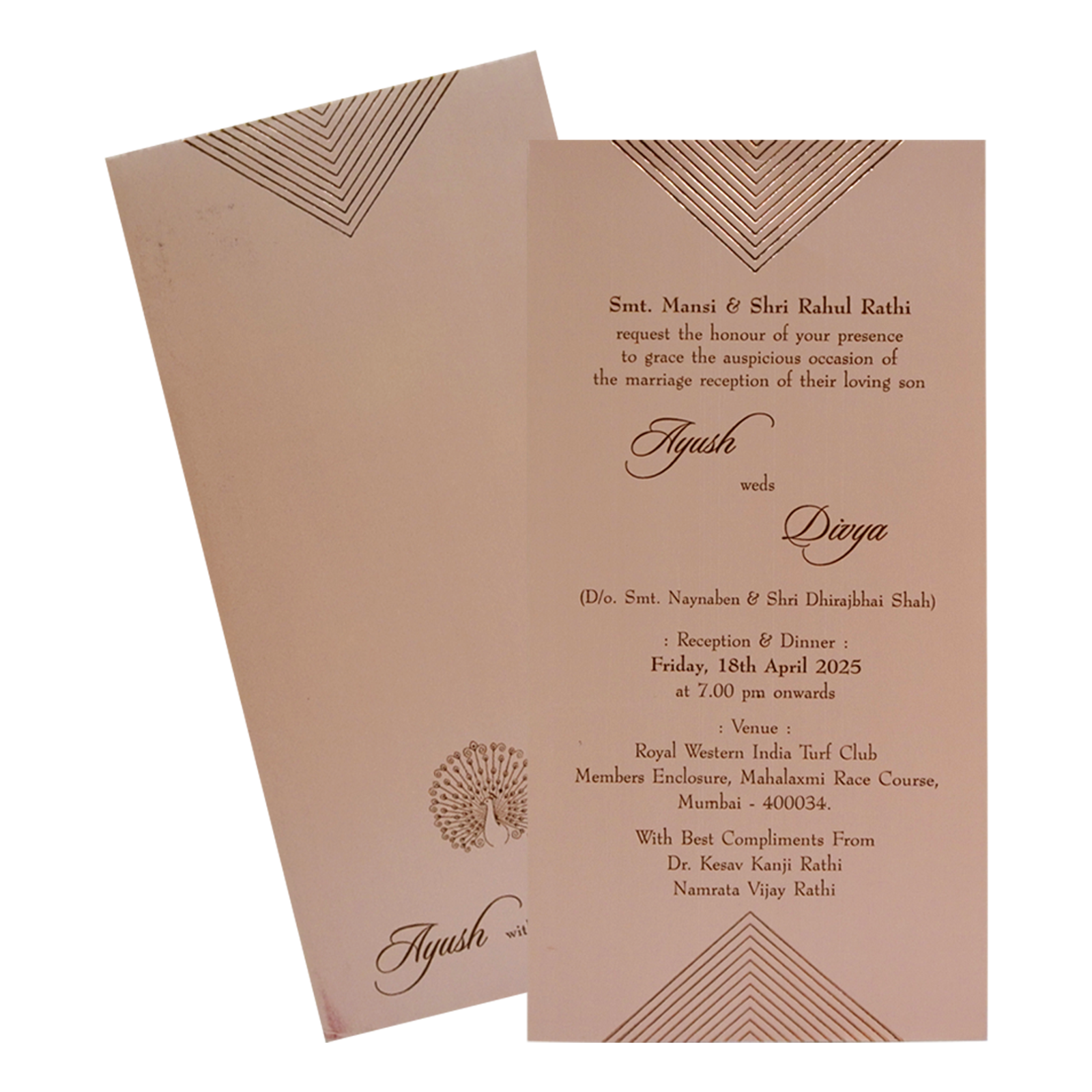 Peach Peacock Single Card-King of Cards