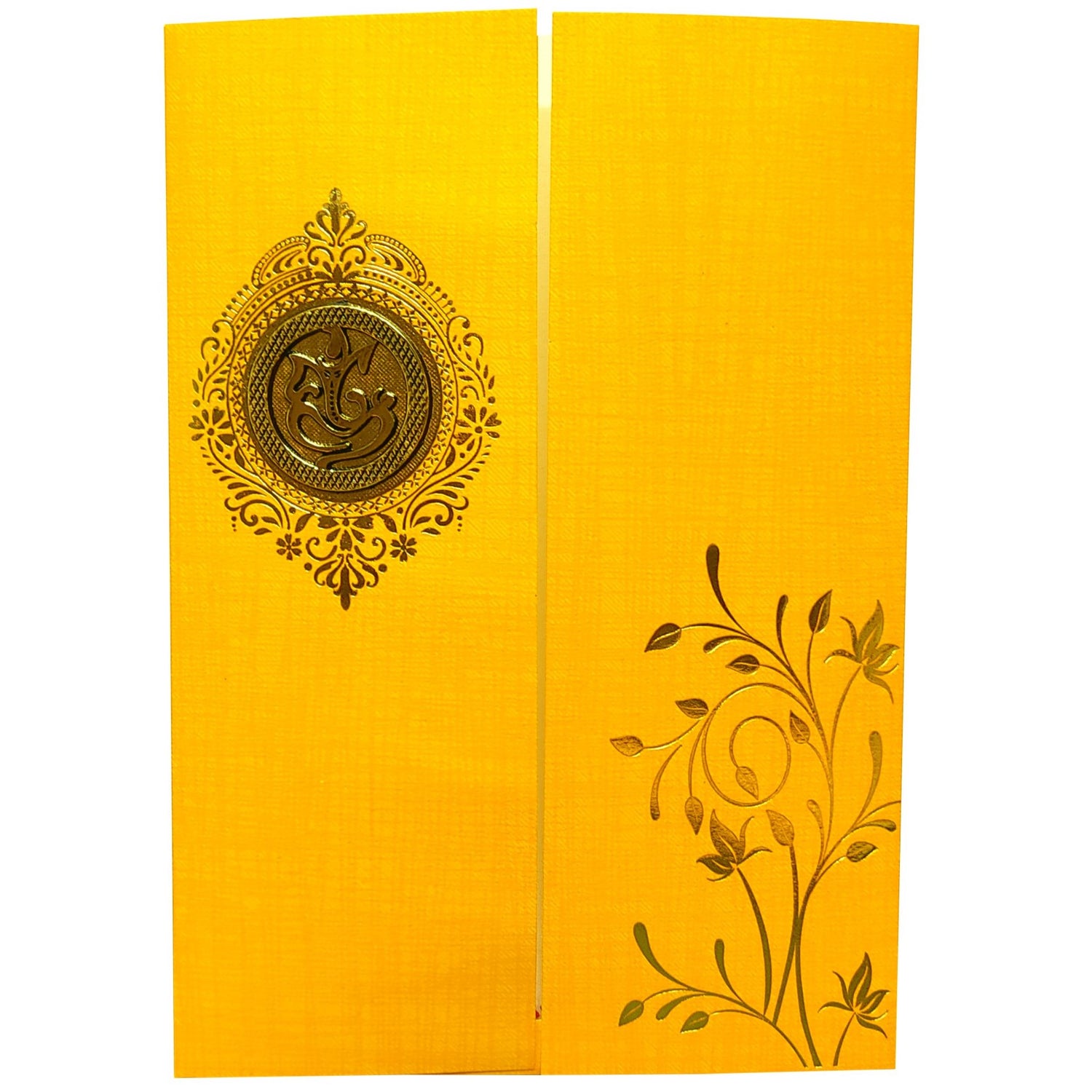 Orange Ganesha Center Door Opening Invitation Card-KNCM29OM