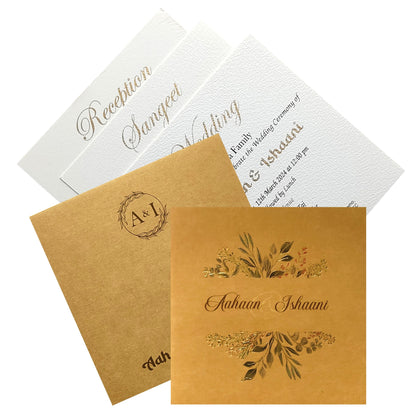 Brown Leaf Foil Invitation Card-KRC29290