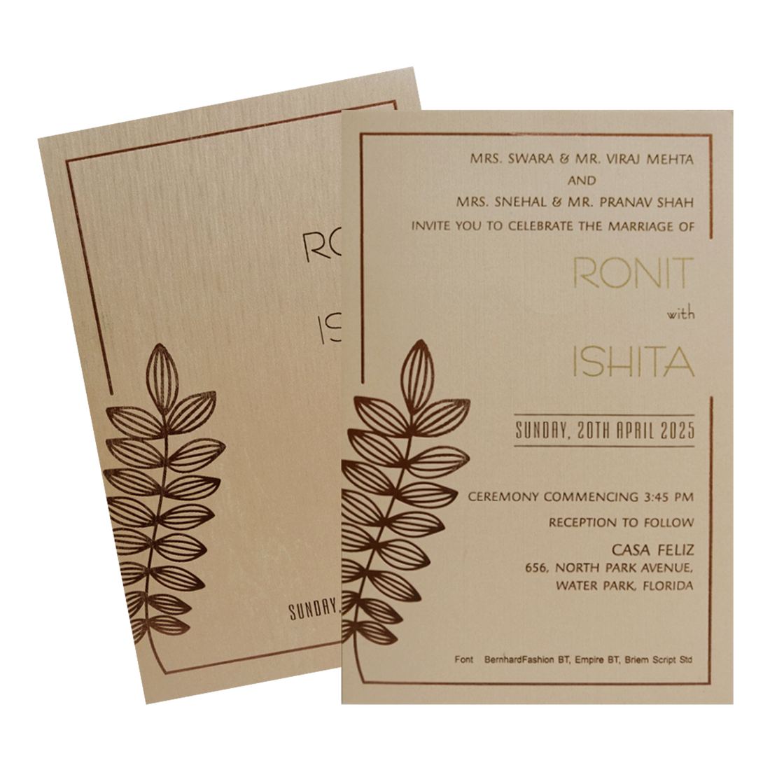 Peach Single Sheet Invitation Card-King of Cards