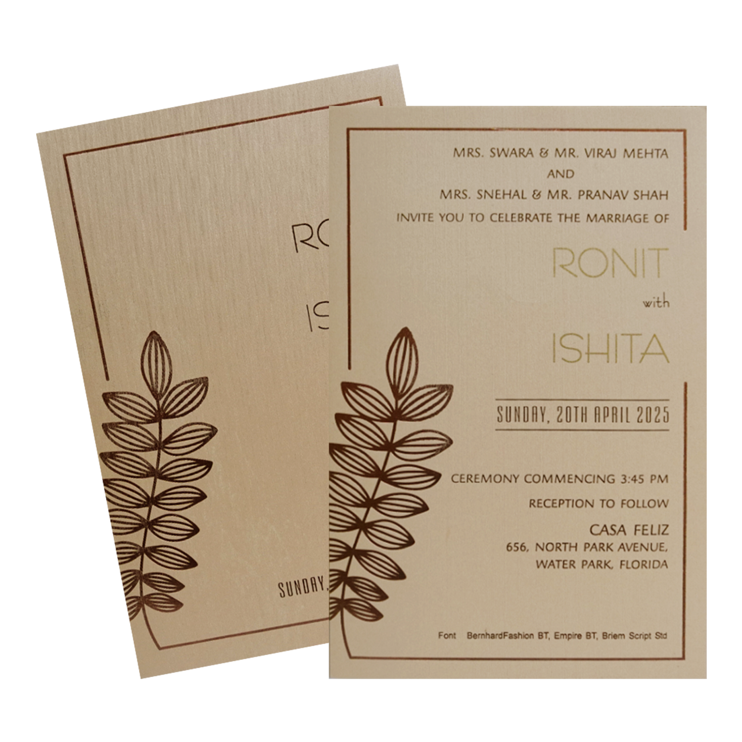 Peach Single Sheet Invitation Card-King of Cards