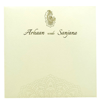 White Ganesha Invitation Card-KRC29132