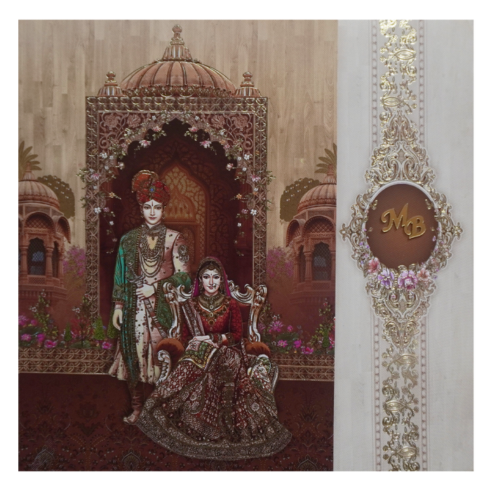 Royal Laser cut with Bride Groom Invitation-King of Cards