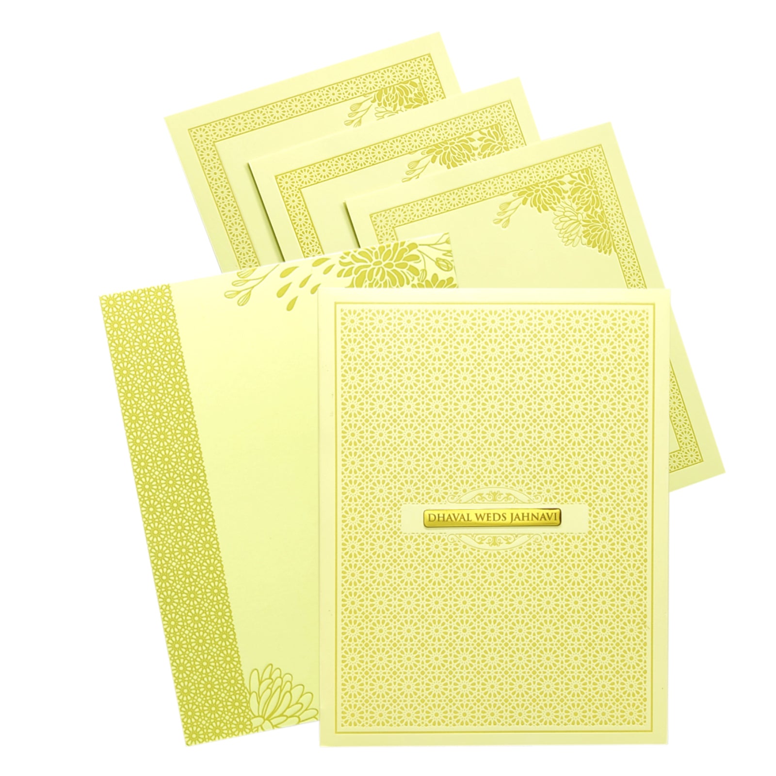 Yellow Pattern Designs Wedding Card-KBM04490