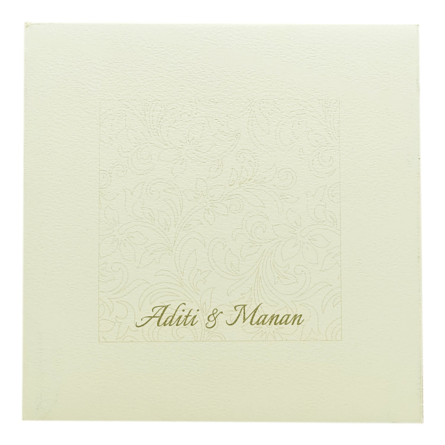 White Embossed Floral Invitation Card-KRC29351