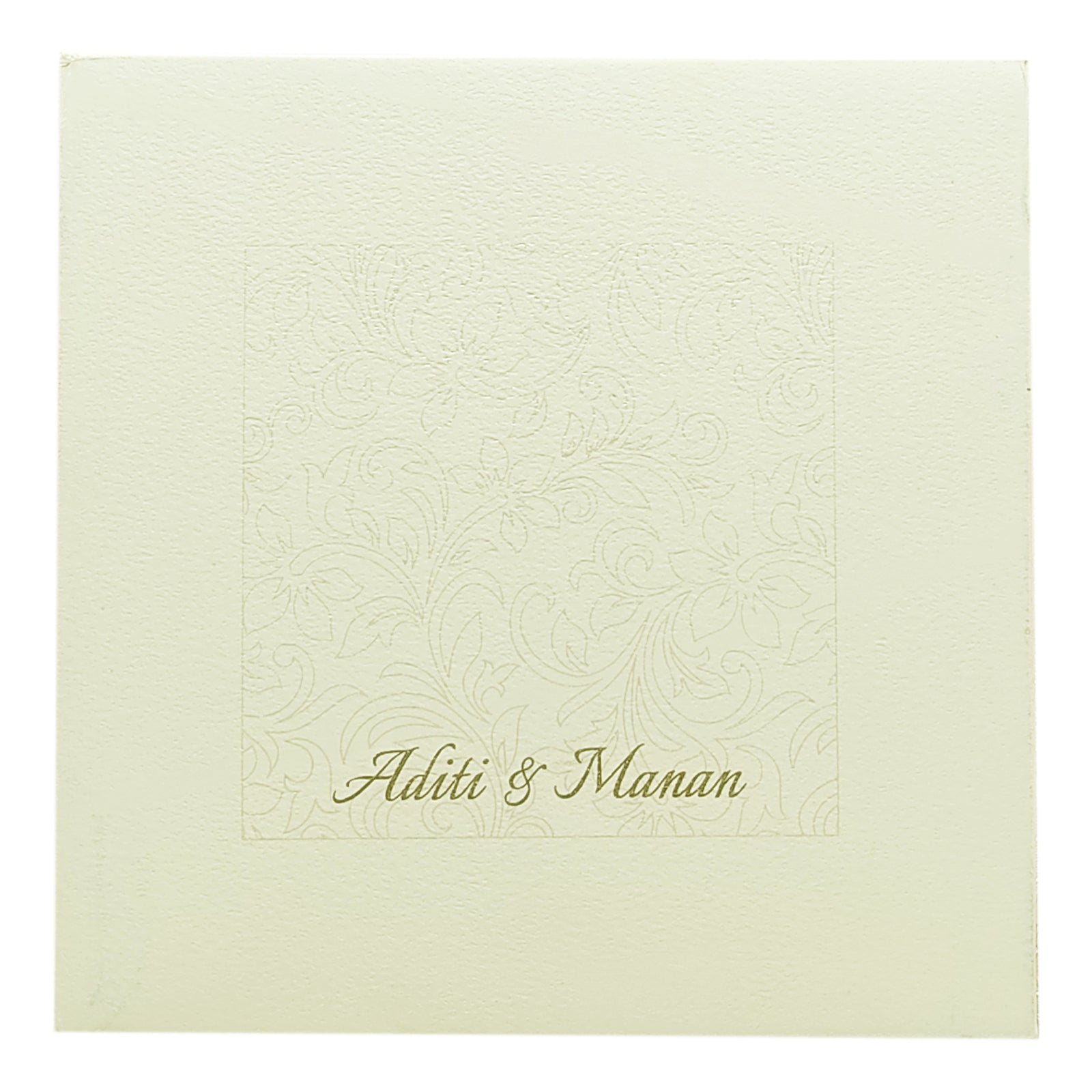 White Embossed Floral Invitation Card-KRC29351