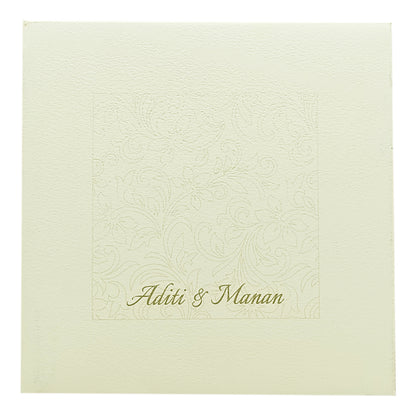 White Embossed Floral Invitation Card-KRC29351