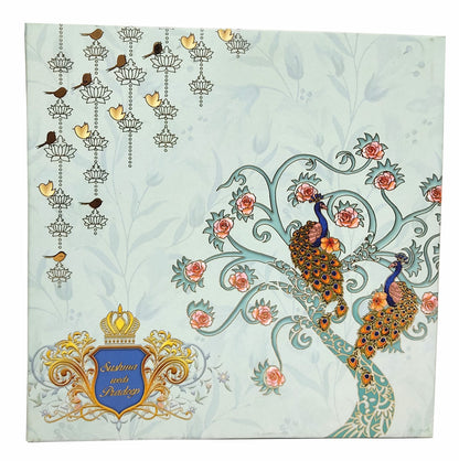 Light blue padded peacock scodix royal invitation card-KNPO02ZG
