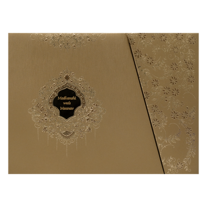 Gold Floral Diagonal Padded Wedding Card-KSSC2120