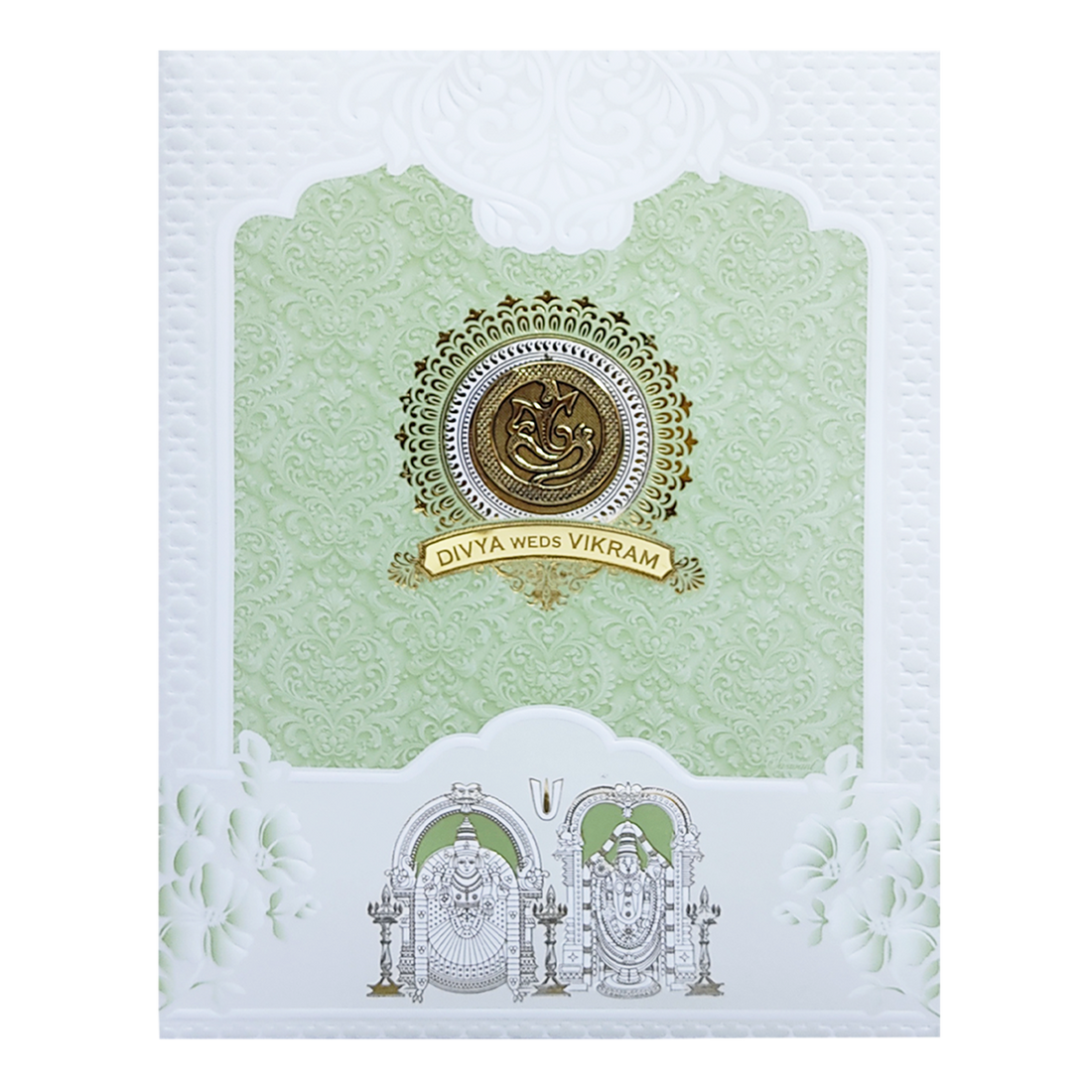 White Green Balaji Padmavathi Wedding Card-King of Cards