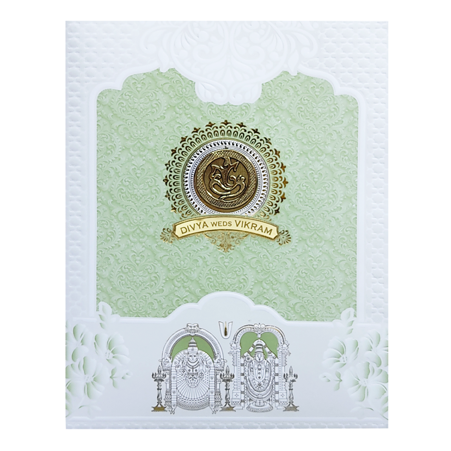 White Green Balaji Padmavathi Wedding Card-King of Cards