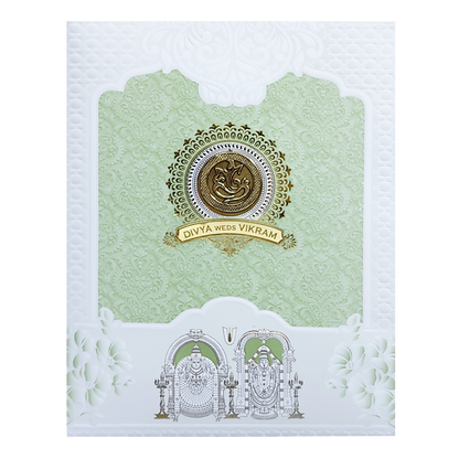 White Green Balaji Padmavathi Wedding Card-King of Cards