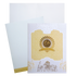 White and Yellow Patterned Wedding Card featuring textured pattern, ganesha sticker and an acrylic nameplate. It also includes folded insert and an envelope. Shop now! ?WhatsApp Support ?Express Delivery.