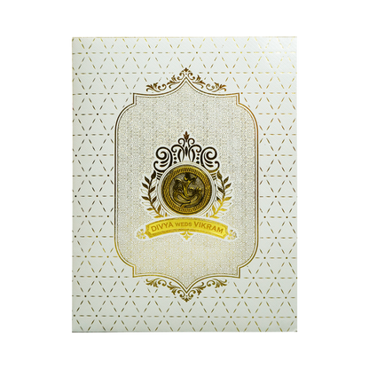 Metallic White Ganesha Wedding Card-King of Cards