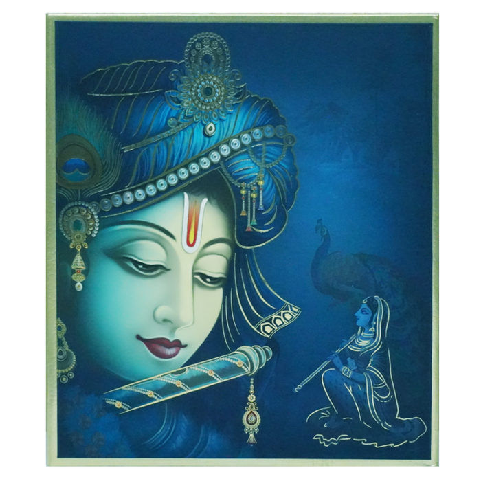 Blue Radhe Krishna Padded Wedding Invitation-King of Cards