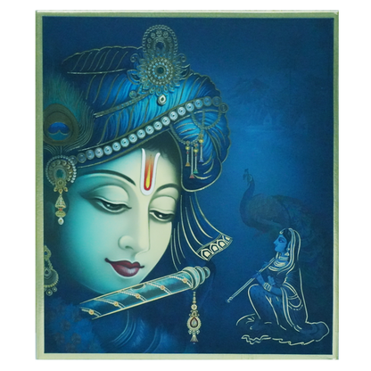 Blue Radhe Krishna Padded Wedding Invitation-King of Cards