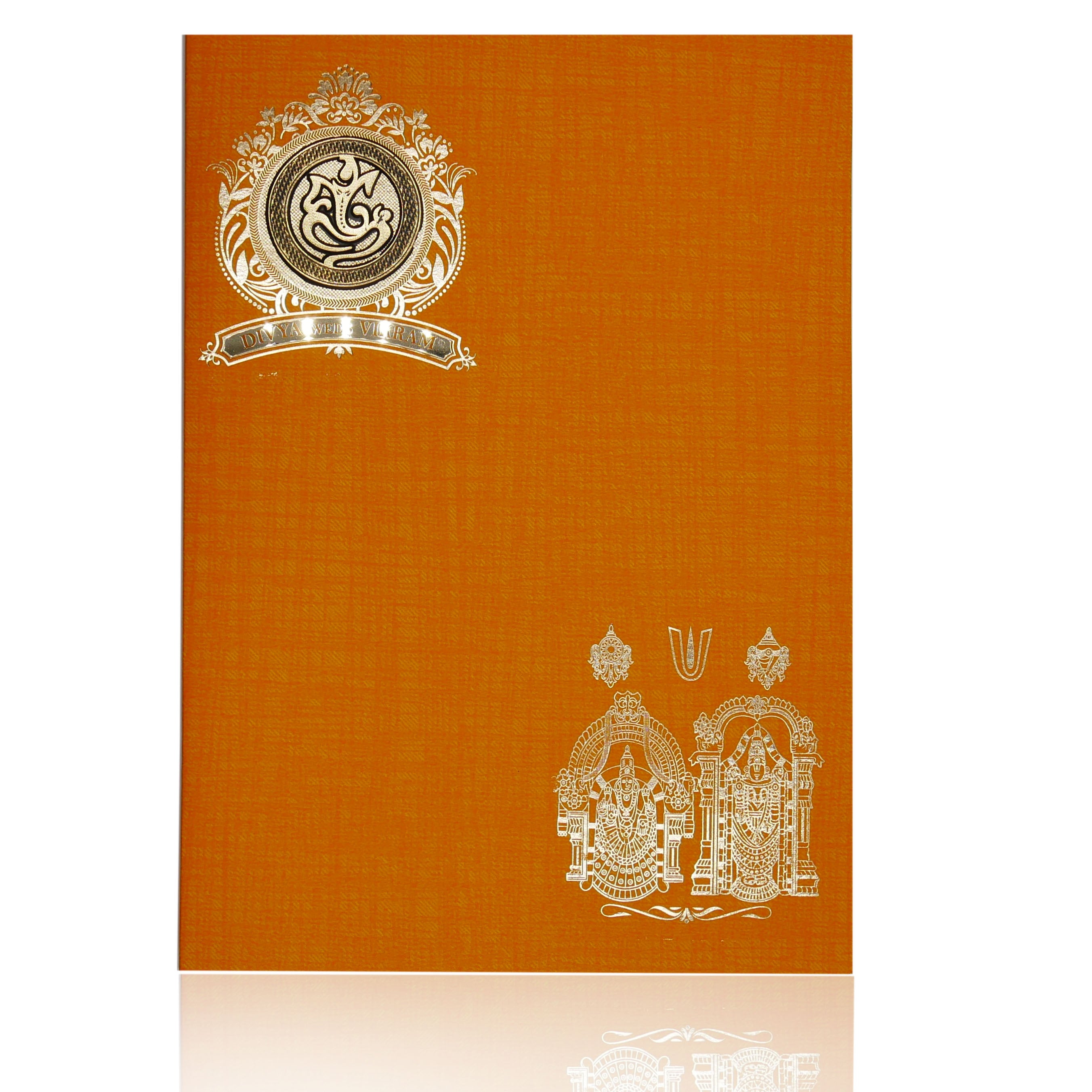 Orange Classic Paper Print Balaji And Padmavathi Hindu Invitation Cards-KNCP823O