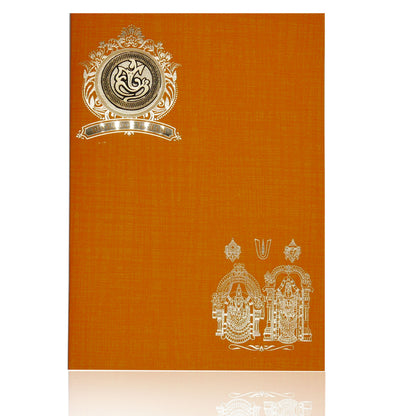 Orange Classic Paper Print Balaji And Padmavathi Hindu Invitation Cards-KNCP823O