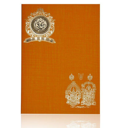 Orange Classic Paper Print Balaji And Padmavathi Hindu Invitation Cards-KNCP823O-King of Cards