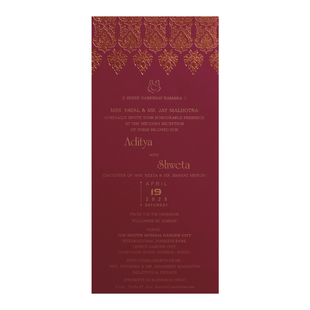 Dark Raspberry Single Wedding Card-King of Cards