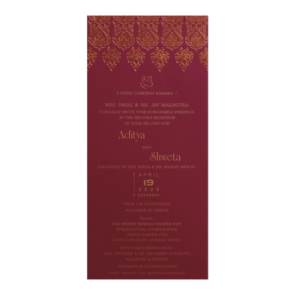 Dark Raspberry Single Wedding Card-King of Cards