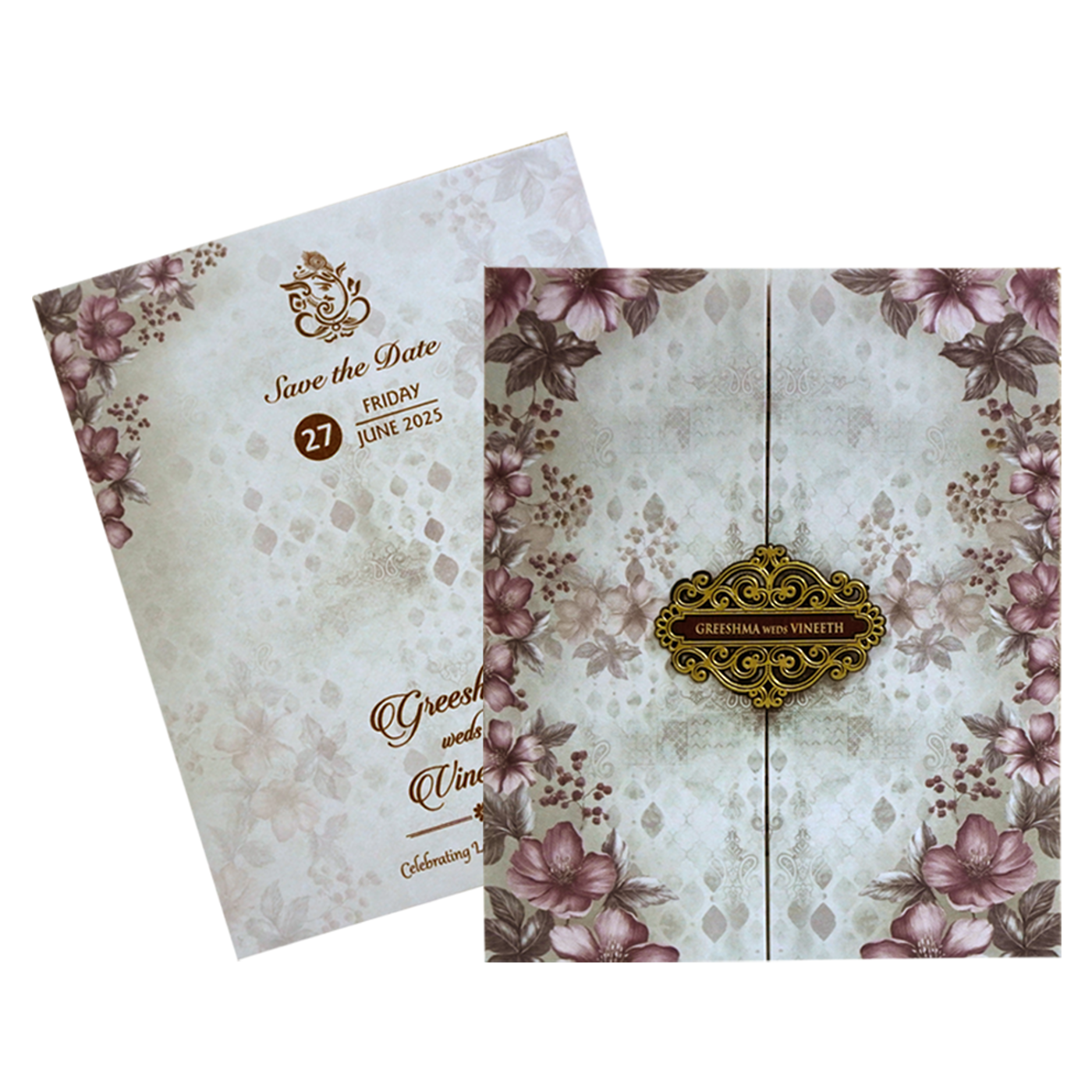 Ash Grey Floral Design Invitation-KVN06940