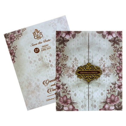 Ash Grey Floral Design Invitation-KVN06940