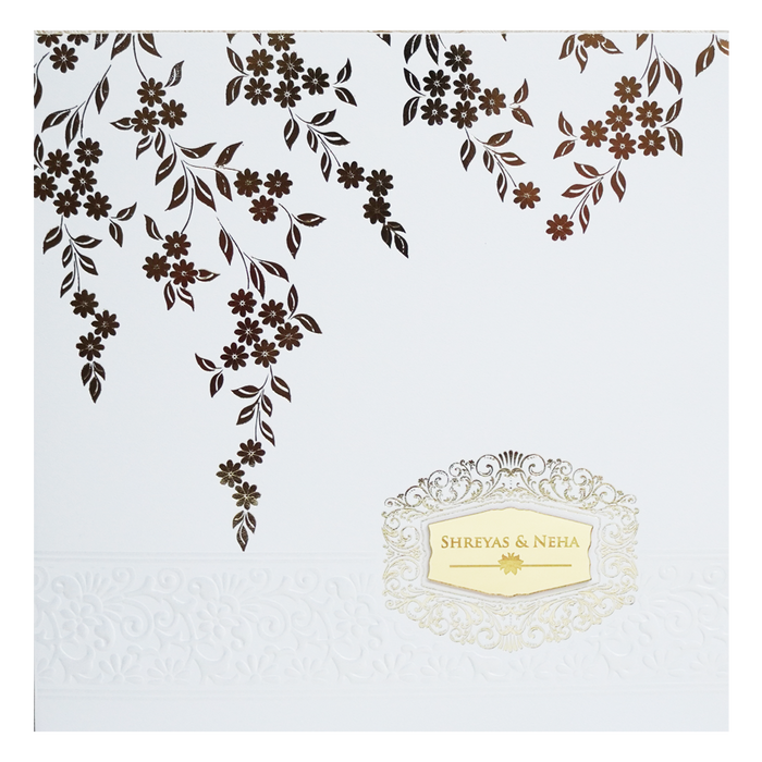 White Embossed Design Wedding Invitation Card-King of Cards