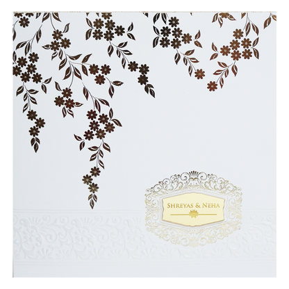 White Embossed Design Wedding Invitation Card-King of Cards